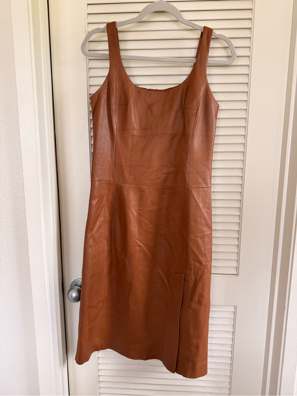 Women's Tan Leather Tank Dress - Classic Sleek Style